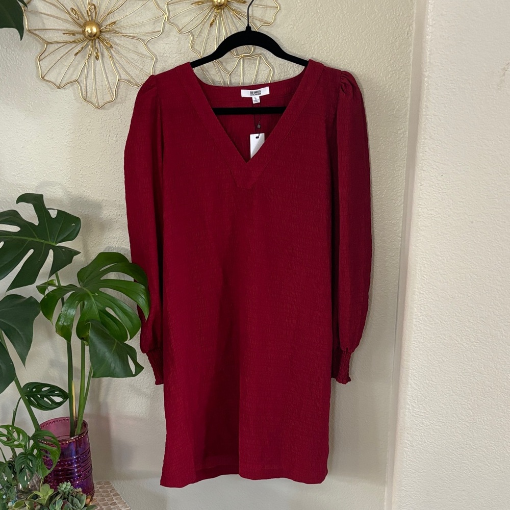 BB Dakota Deep Red Long Sleeve Dress